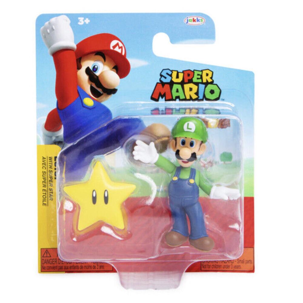 🔥Nintendo Jakks Pacific Super Mario Characters Luigi with Star Figure BNIB 🔥